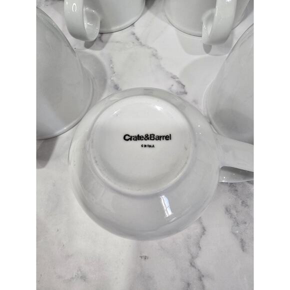 Set of 5 Crate & Barrel Cafeware ll Coffee Mugs White Porcelain Café Quality - Picture 4 of 4
